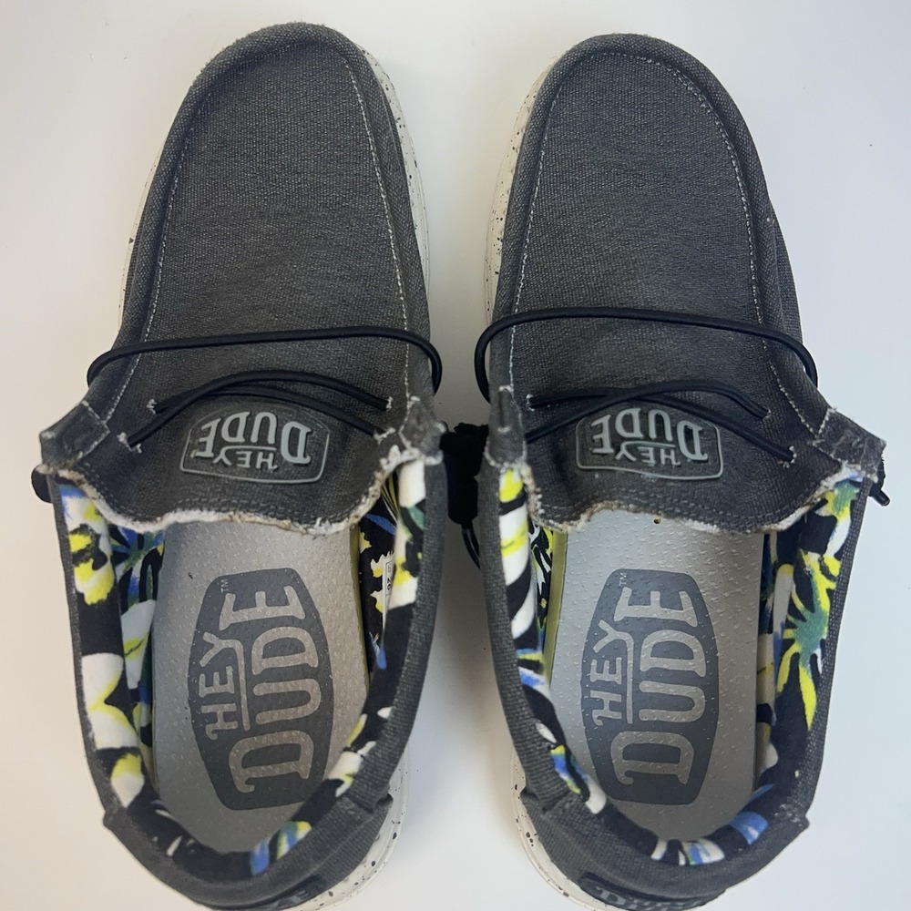 HEY DUDE Wally Stretch Canvas Slip On Shoes Casual Comfort Men's 7/W9 Black - Picture 5 of 10